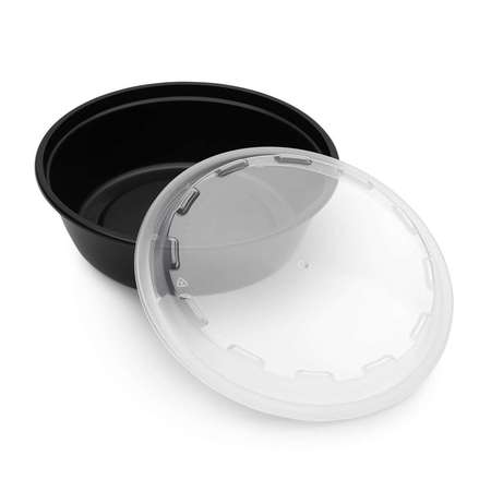 Cubeware Cubeware 24oz. Round Container Black Base With Clear Vented Lid, PK150 CO-624B